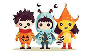 Clip Art of Children in Halloween Costumes