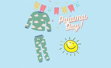 Child's pajamas with the words Pajama Day