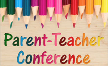 Colored Pencils with Parent Teacher Conference Text in Various Colors.
