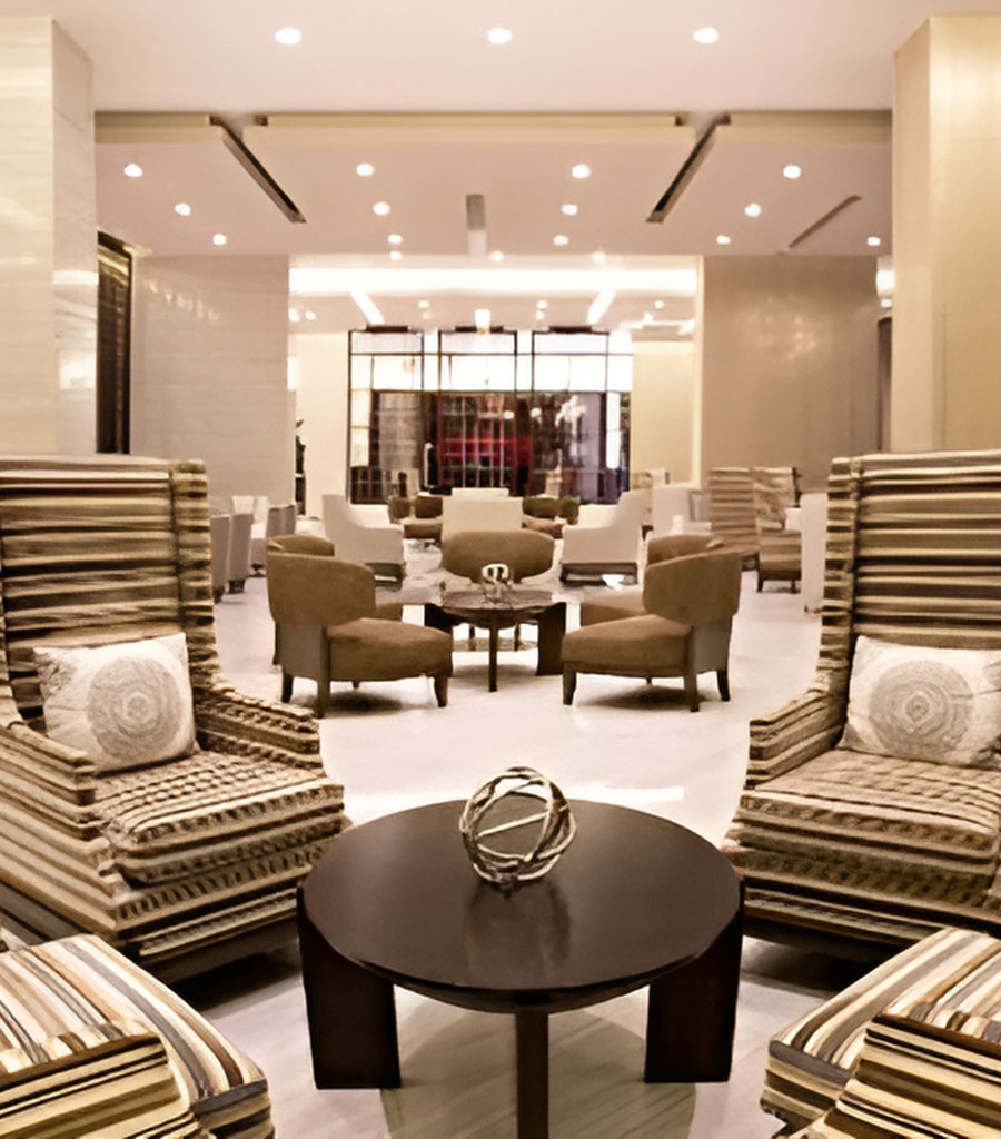 Hilton Panama Lobby Featuring Striped Chairs