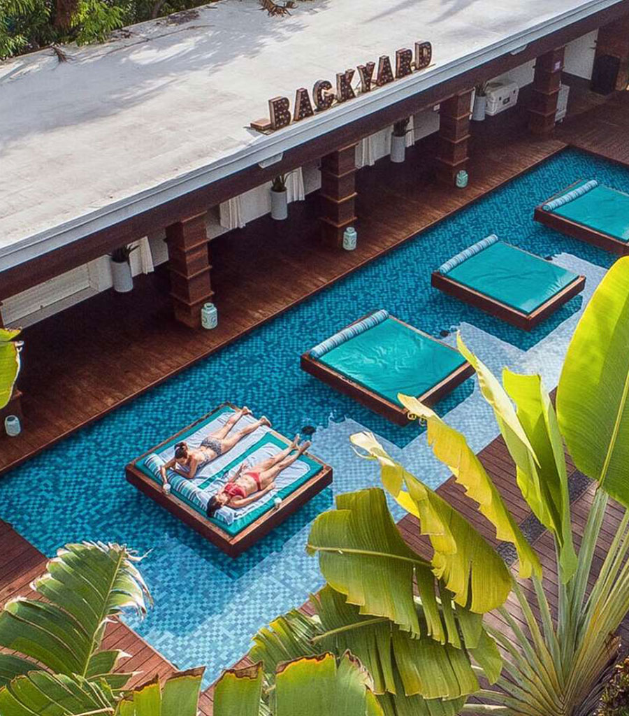 Marseilles Hotel Pool Area as seen from above.