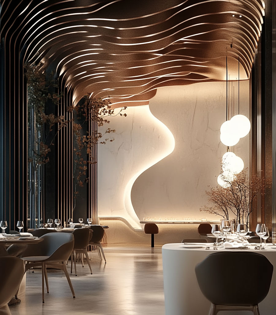 Fine Dining Restaurant Set wtih Table Settings